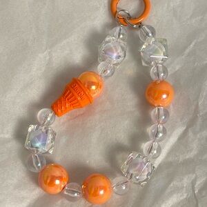Orange Beaded Keychain Phone chain